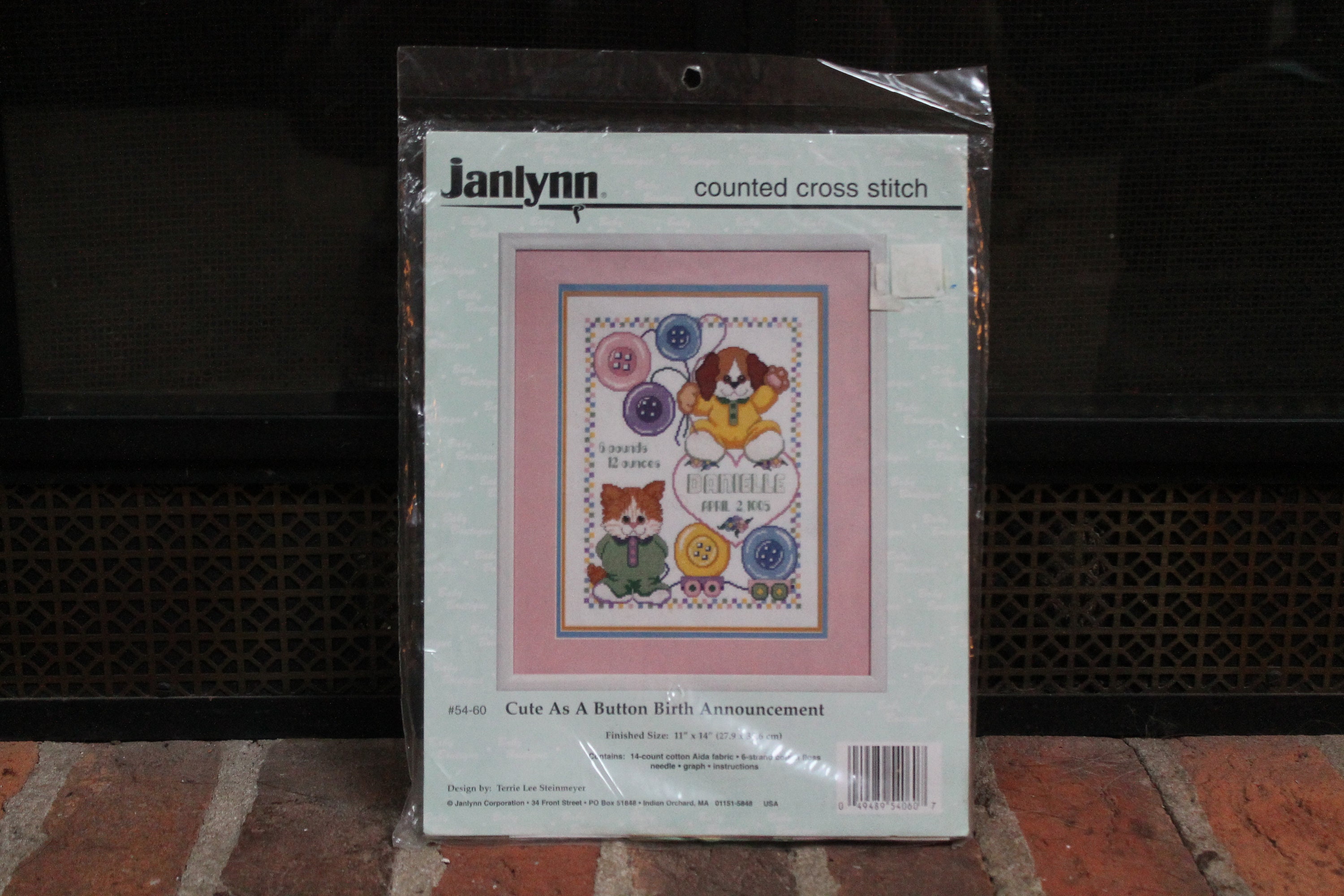 Vintage Janlynn Counted Cross Stitch. Baby Birth Nursery Time