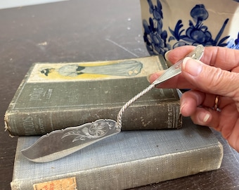 C F Greenwood Coin Silver Master Butter Knife circa 181-1904 Norfolk Virginia silversmith personalized "Belle"