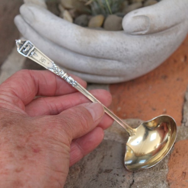 Gorham 1917 Lansdowne Sterling Cream Ladle sterling silver sauce ladle small ladle honey dipper Monogrammed w/ Gothic "H"
