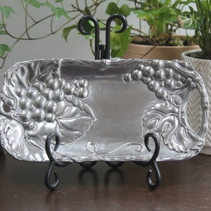 Arthur Court Small Tray Grape Design with handle rectangular platter serving tray charcuterie barware dresser valet