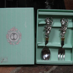 Arthur Court Teddy Bear Baby Spoon & Fork Set 4-508 in original box Two 2 sets available infant feeding set baby gift