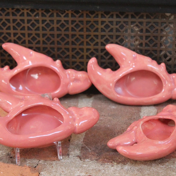 Lobster Claw Dishes four 4 crab claw bowls for seafood ceramic bowls crab cake dish ramekin deviled crab dish