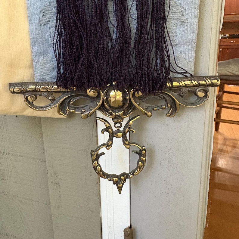 Brass Bell Pull W/ Ringer Ornate Hardware Includes Spring Loaded Bell ...