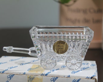 Princess House Crystal Cart 857 dans sa boîte d'origine pour cure-dents, maître-sel, sucrier, petite jardinière, plantes succulentes,