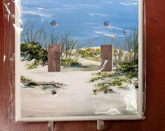 Beach Switch Plate Cover von Artisan Burbage 2 Knebel Wandplatte Doppel Lichtschalter Abdeckung Charleston SC Kunst Strand Sanddünen