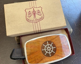 Juego de cepillo y peine West Point en caja original, cepillo vintage para el cabello, regalo de aseo de la academia militar