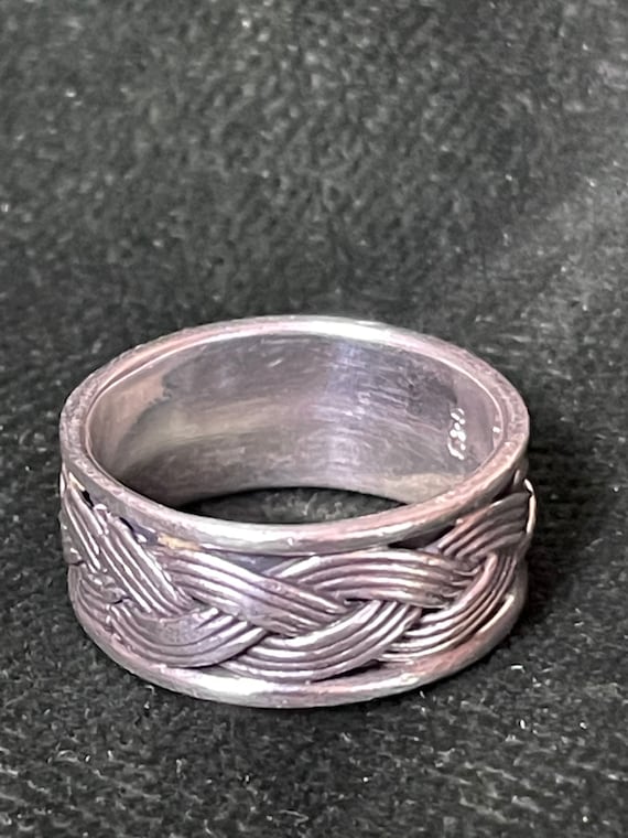 Vintage .925 Sterling Woven Band Ring four-strand 