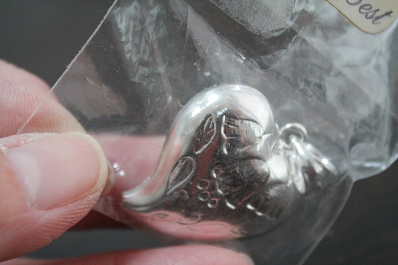 Best Co Silver Plate Puffy Heart Pendant sealed new in bag marked Best puffy style jewelry bail marked Best