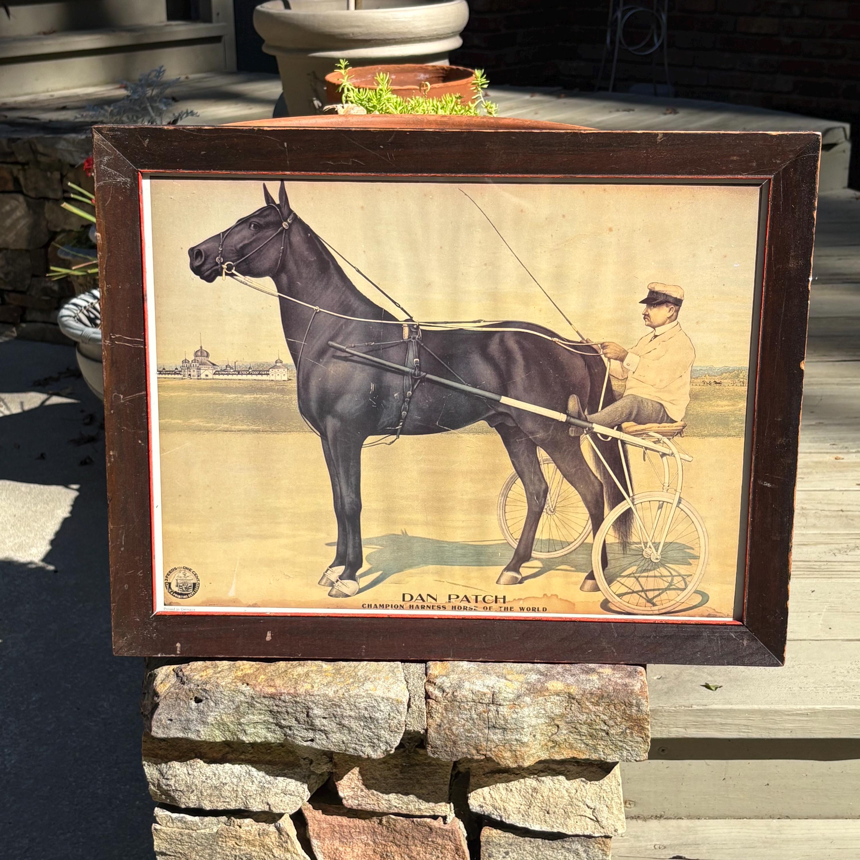Antique Dan Patch Advertising Litho Poster Champion Harness Horse