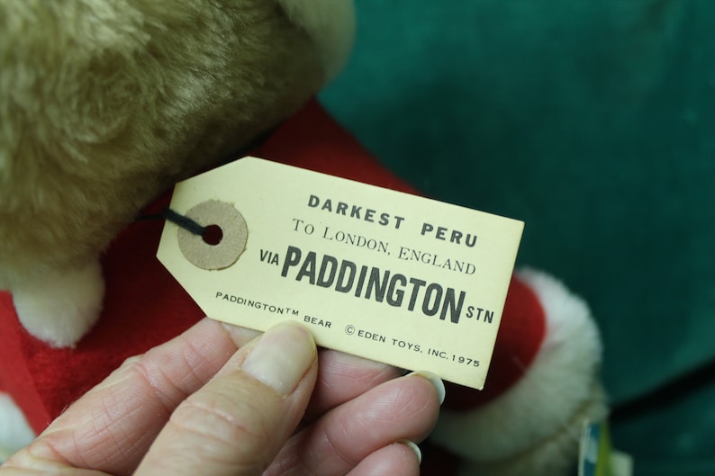 Paddington Bear Santa by Eden Toys 1982 1983 style no 32966 with all original tags 1975 copyright Christmas teddy bear