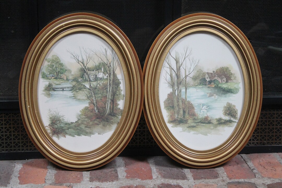 Massa Rames Frederick Massa Prints in Oval Frames Two 2 Litho Cottage - Etsy