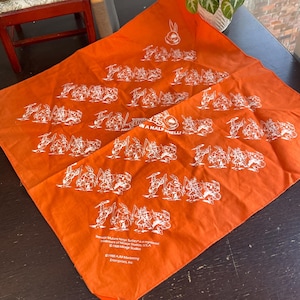 Puede incluir: Bandana naranja con ilustraciones blancas de las Tortugas Ninja. La bandana tiene texto que dice "Teenage Mutant Ninja Turtles" y "In a Half Shell!" Es un artículo vintage de 1988.