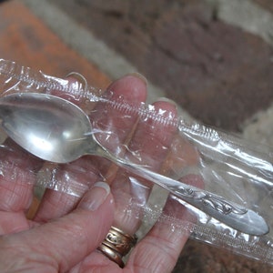 Demitasse Spoon Carlton Silver Plate "Cherie" 1957 still in original sealed bag small spoon baby spoon charcuterie server