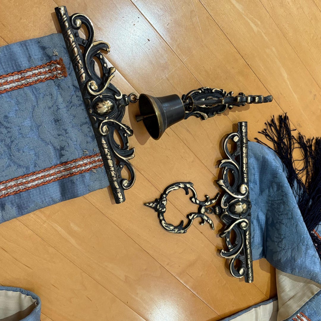 Brass Bell Pull W/ Ringer Ornate Hardware Includes Spring Loaded Bell ...