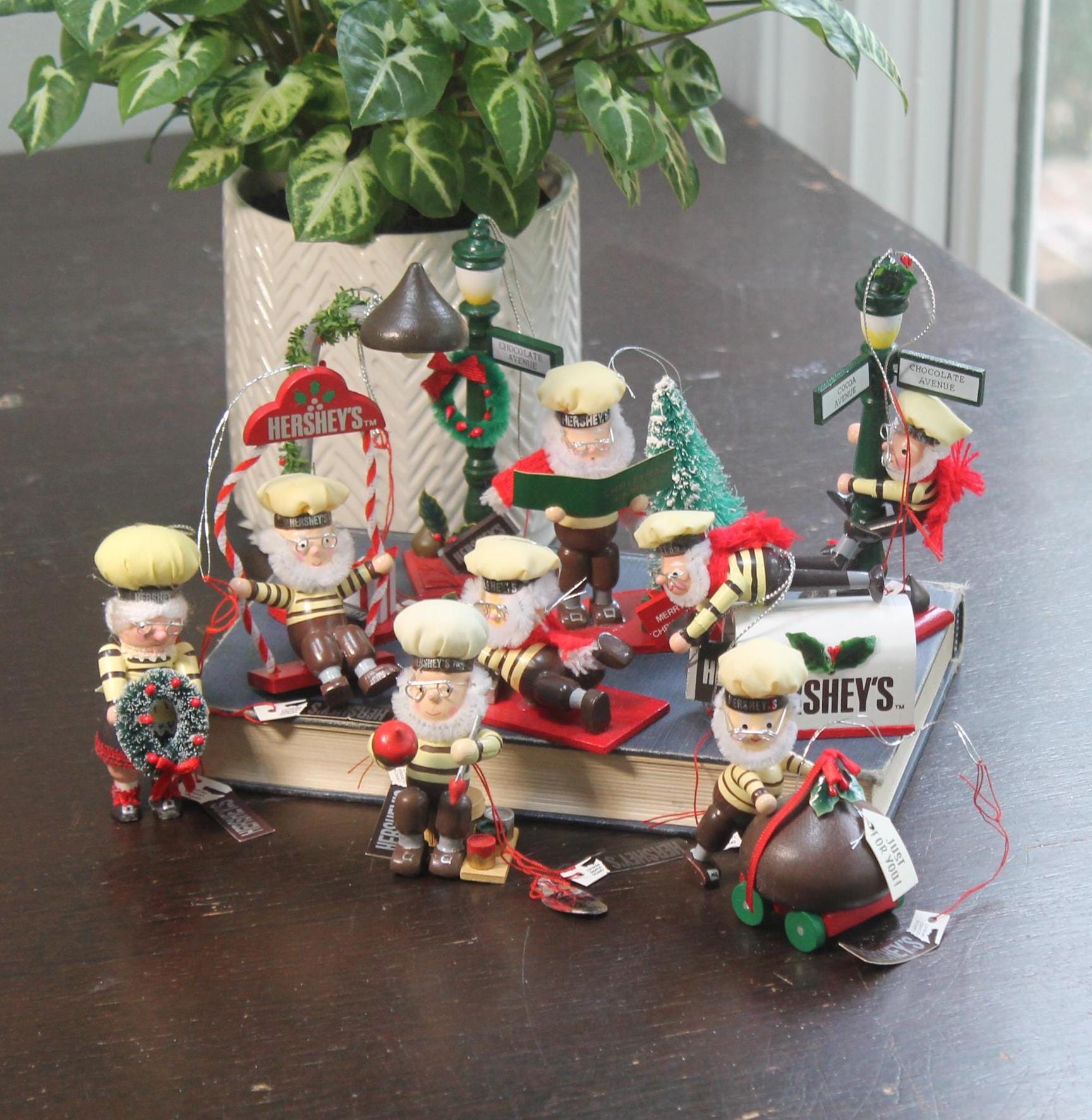 10 Hersheys Kurt Adler Wooden Christmas Ornaments 1995 All With