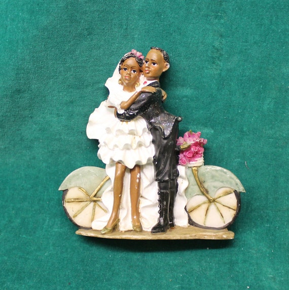 Vintage Wedding Cake Topper Black Bride Groom African Etsy