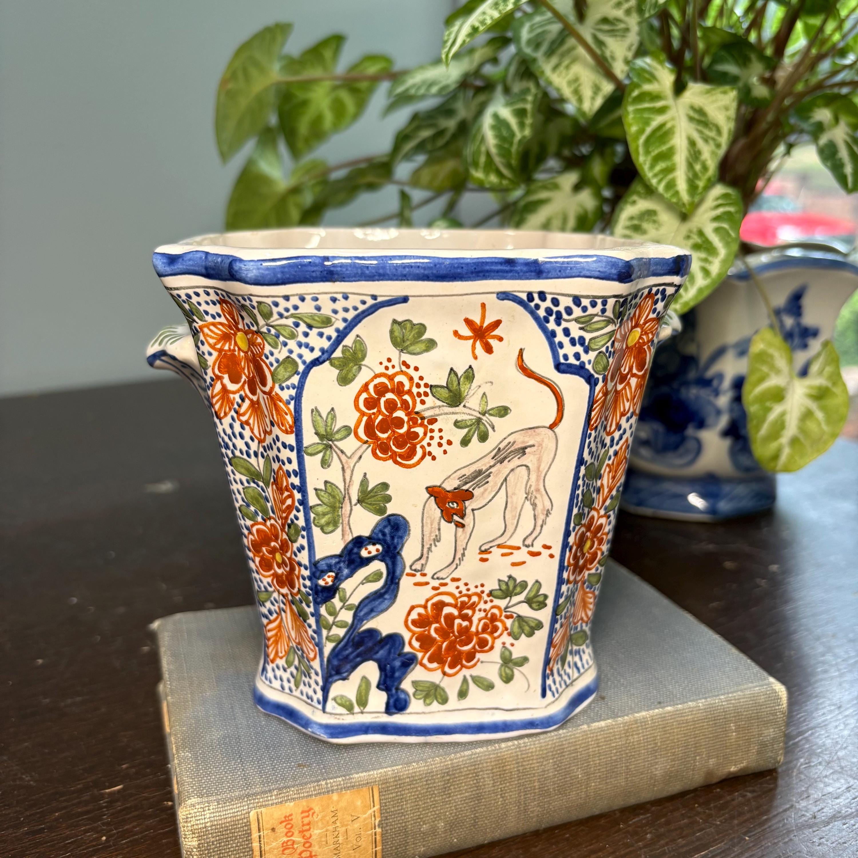 Tiffany France Cachepot Jardiniere Imari Style Design Planter