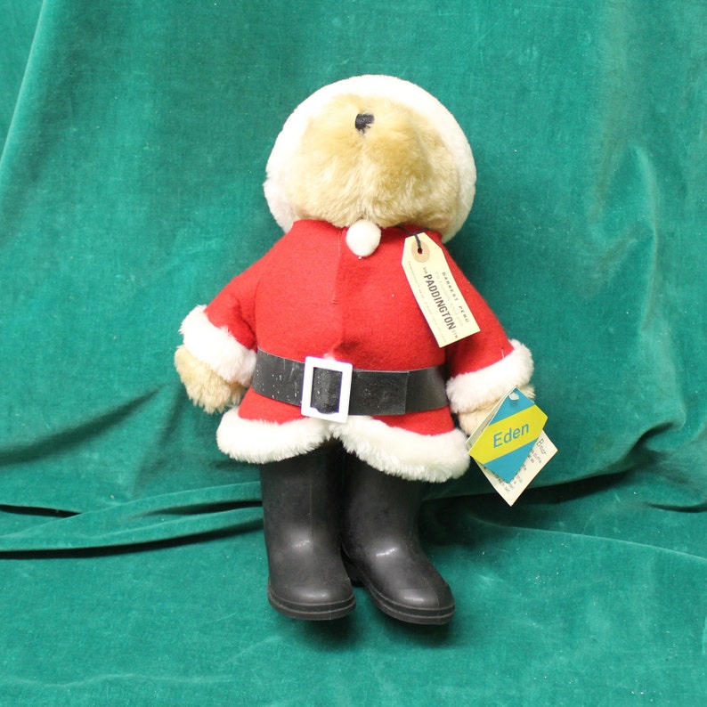 Paddington Bear Santa by Eden Toys 1982 1983 style no 32966 with all original tags 1975 copyright Christmas teddy bear
