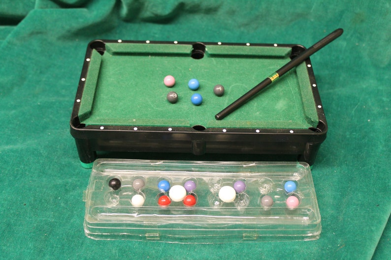 Miniature Toy Pool Table Billiards Set For Desk Man Cave Etsy