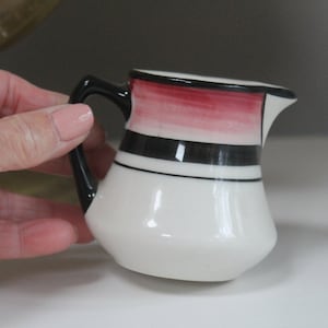 Mayer China Creamer 1950s individual cream or syrup pitcher restaurant ware collector's piece pink black & white restaurant china