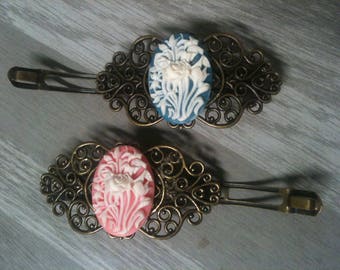 6 Cm 1 Pce Small Charm Bronze Barrettesalmon Color Flower 6