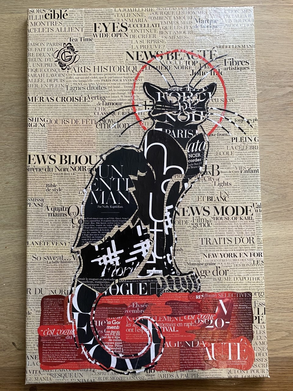 Tableau Collage Le Chat Noir