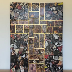 Collage on canvas - The Cross 60 x 80 cm