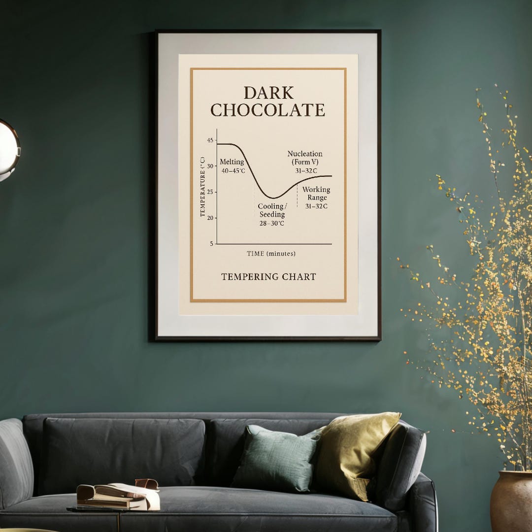 Dark Chocolate Tempering Chart Moody Mini Cocoa Art Printable Wall