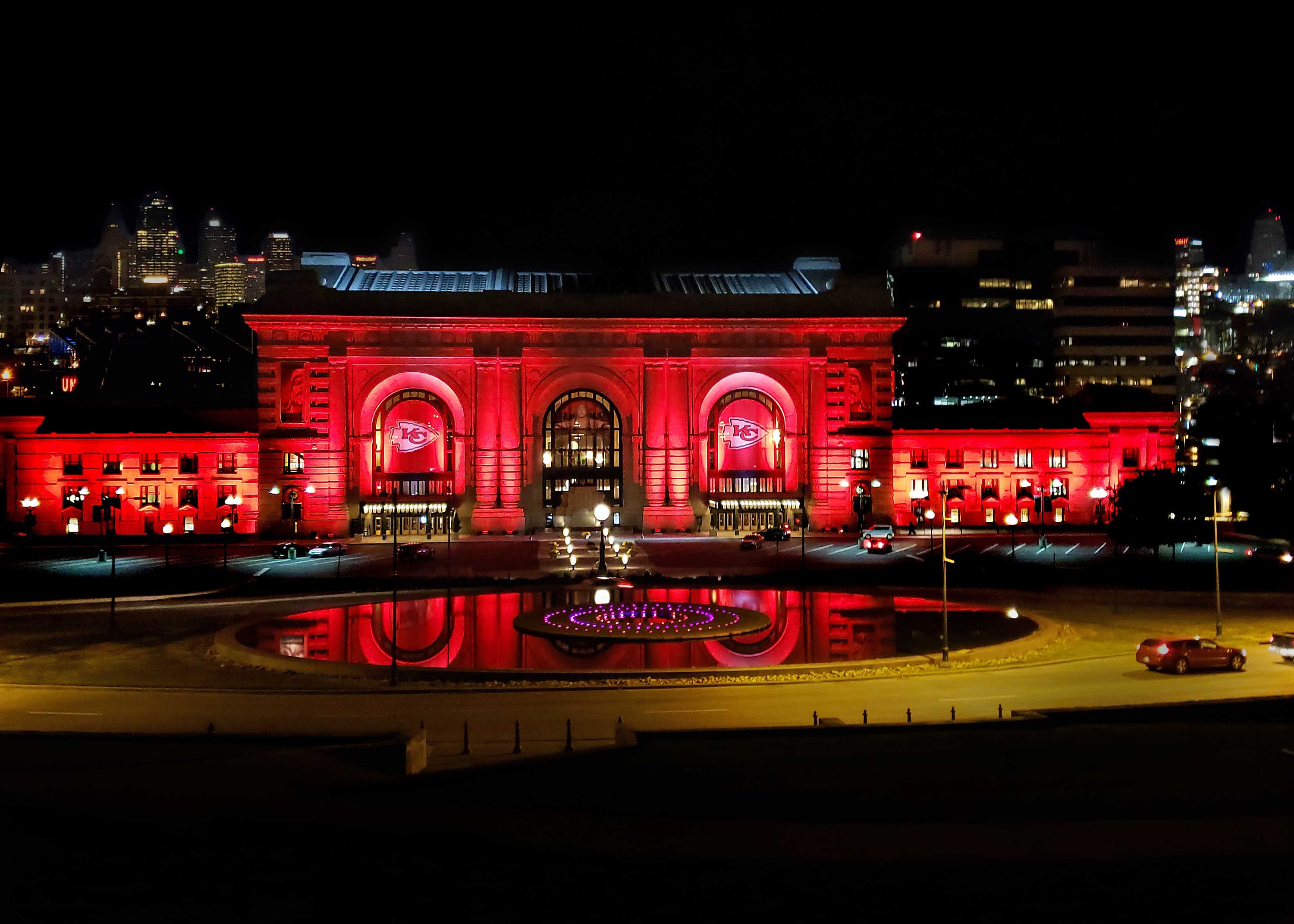 Kansas City Union Station at Night in Red with Kansas City Etsy