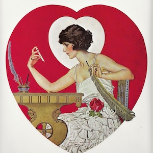 VALENTINES Day Heart - Flapper Girl  by Coles Phillips - 1975 Original Page Print Matted or No Mat