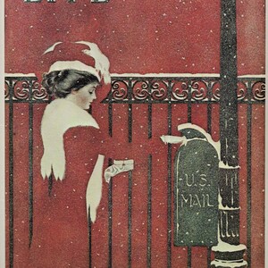 Christmas Mail FADEAWAY Girl Sends Cards by Coles Phillips - 1975 Original Page Print Matted or No Mat