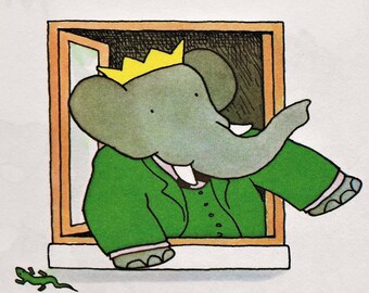 King BABAR Looks Out Window -  ORIGINAL 1973 Vintage Picture - MATTED or No Mat