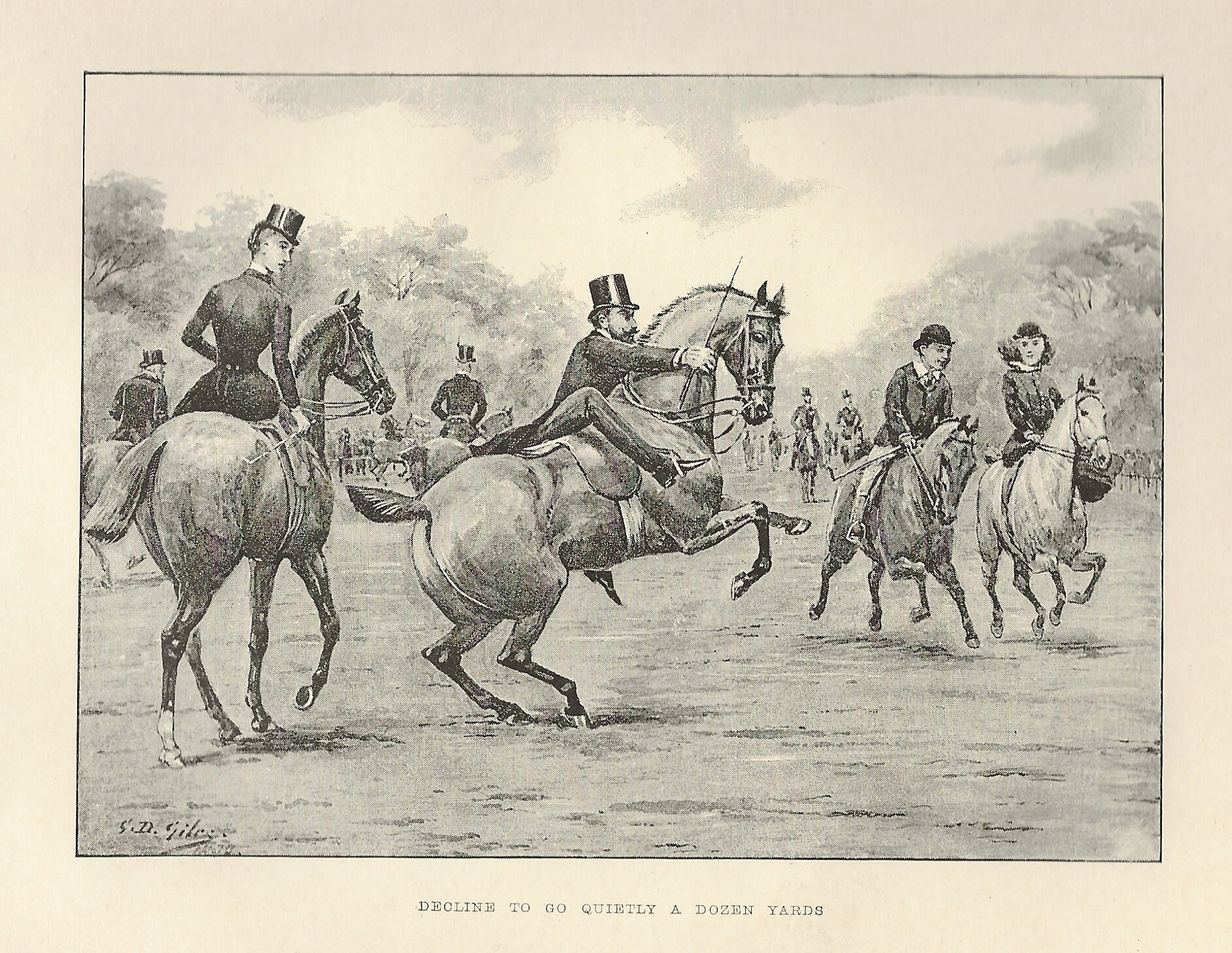 HORSSES Refusing to Go Forward - Original VINTAGE/Antique 1891 Print 133 years old - Matted or Not