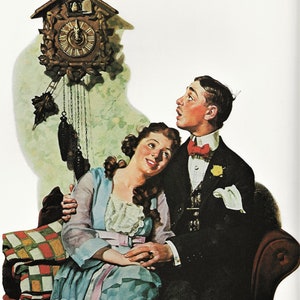 Couple on Date Watching Clock Late Date by Normal ROCKWELL Saturday Post Magazine Cover- 1978 Vintage Picture Matted or Not Matted