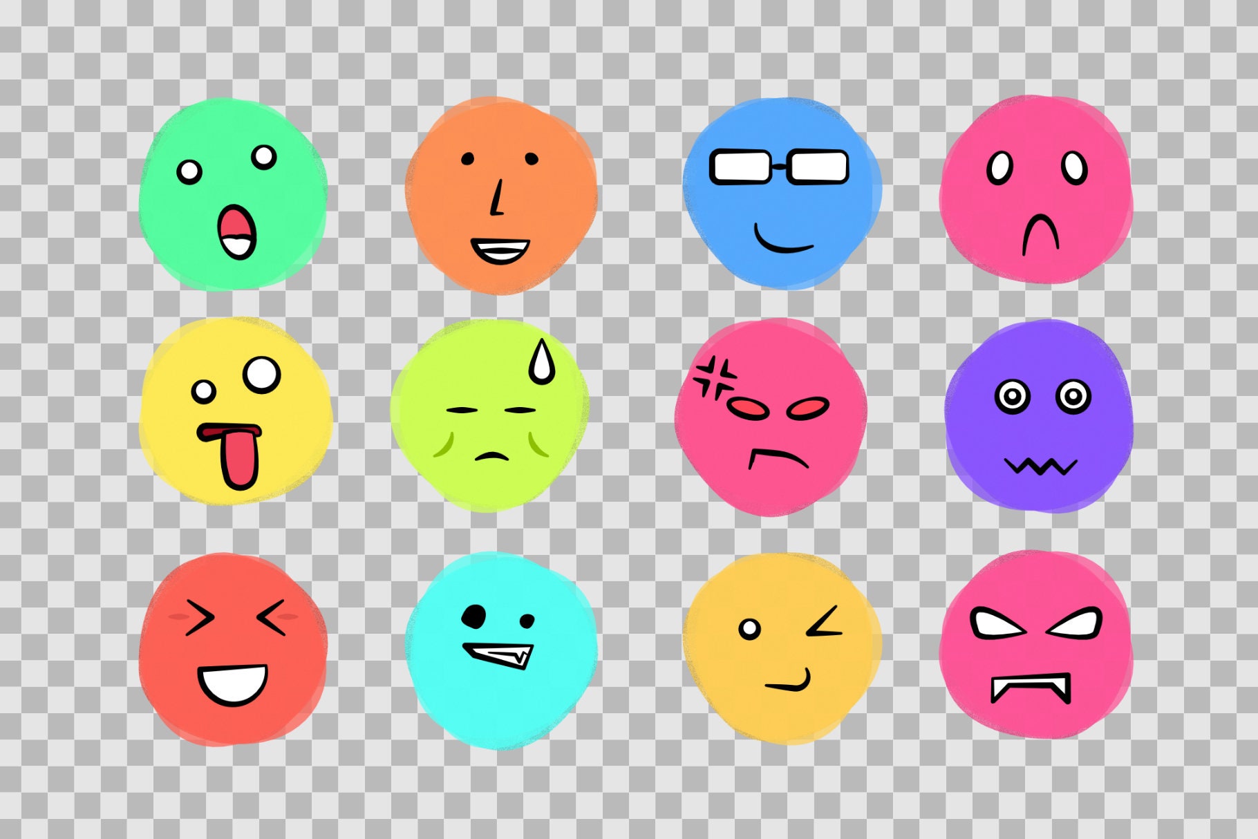 Mood emoji digital stickers | Etsy