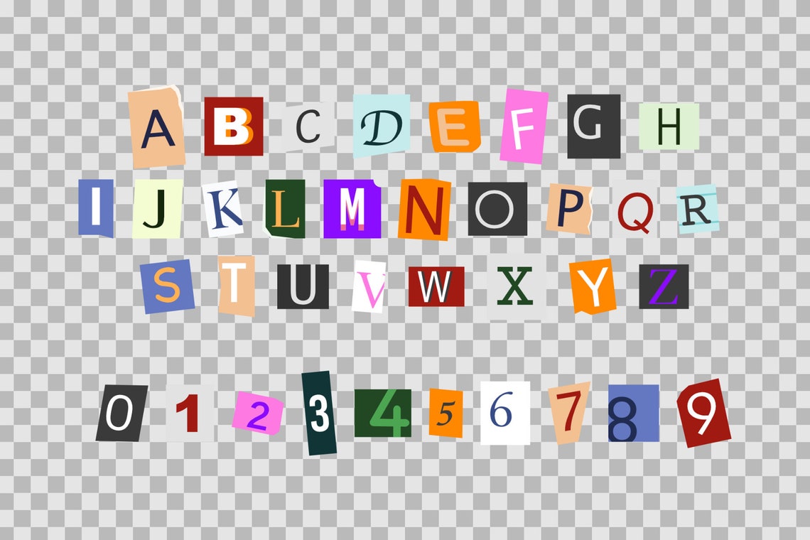 Ransom letters SVG and PNG digital stickers download Etsy