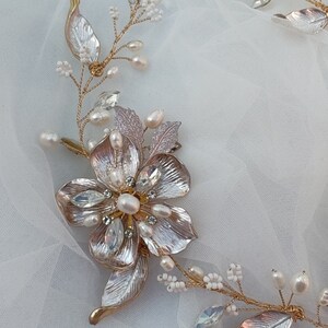 Wild Rose flower crown, bridal hair accessories. Floral bridal hair comb. image 4