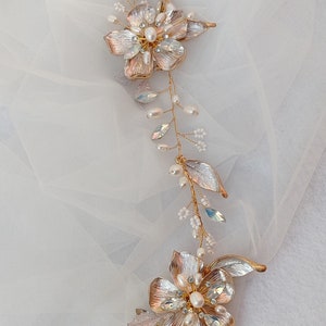 Wild Rose flower crown, bridal hair accessories. Floral bridal hair comb. image 3