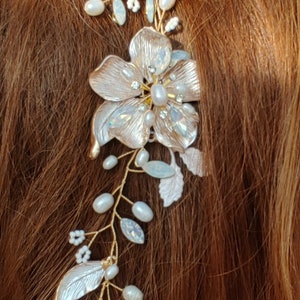 Wild Rose flower crown, bridal hair accessories. Floral bridal hair comb. image 10