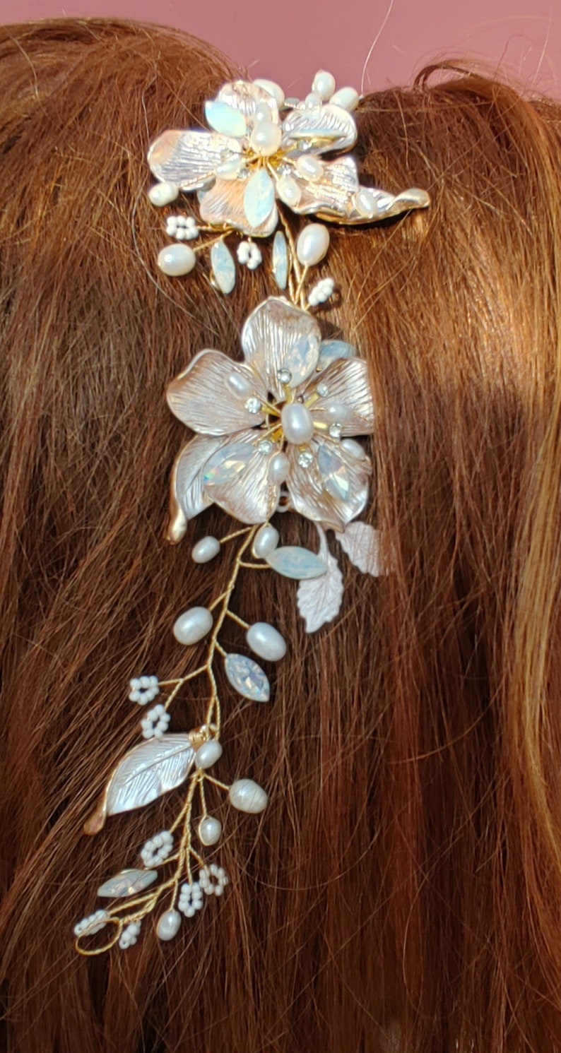 Wild Rose flower crown, bridal hair accessories. Floral bridal hair comb. image 10