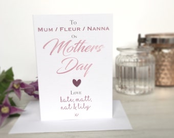 Mothers Day Card, Personalised Mothers Day Card, Mothers Day, Card for Mum, Card for Nanna, Card from all, Card for Gran