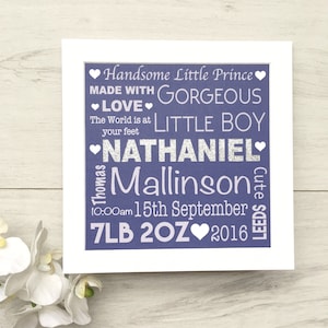 Personalised Newborn Gift Print, New Baby Gift, New Baby, Baby, Baby Print, Christening Gift, Nursery Print, New Boy Gift, Baby Room Print,