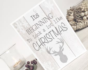 Christmas Card, Reindeer Christmas Card, Glitter Card, Rustic Christmas Card, Greetings Card, Happy Holiday Card, Traditional Christmas Card