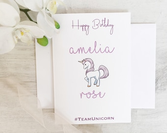 Unicorn Birthday Card, Personalised Unicorn Card, Unicorn Birthday, Unicorn Cards, Unicorn Personalised Birthday Card, Unicorn Card, Unicorn