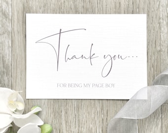 Thank You for Being My Page Boy, Thank You Card, Page Boy Thank You Card, Wedding Party Card, Calligraphy Card