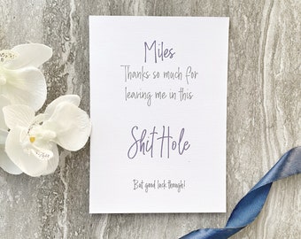 Funny Congrats on New Job Leaving Card, Congratulations Card, Good Luck Card, Sorry Not Sorry, Colleague Leaving, Co Worker Card (SKU Miles)