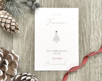 Personalised Fiancée Christmas Card, Last Christmas as a Miss Card, Christmas Card, Wife to Be Christmas Card, To Fiancée Christmas Card