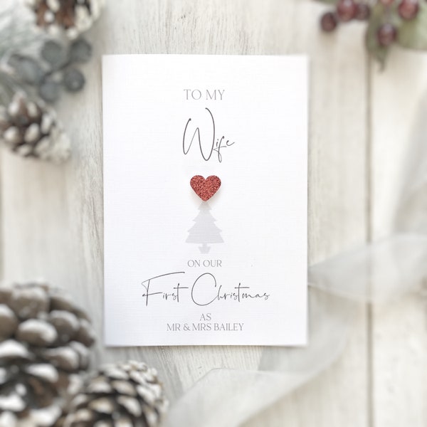 Personalised First Christmas Card as my Wife, First Christmas Card, Husband First Christmas, Card To Husband At Christmas, (SKU BAILEY)