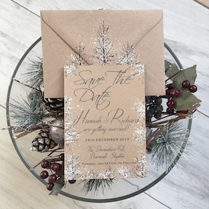 Mariage d’hiver rustique Save The Date Invitation, Mariage d’hiver rustique, Mariage de Noël, Noël Save the Date, Mariage sur neige