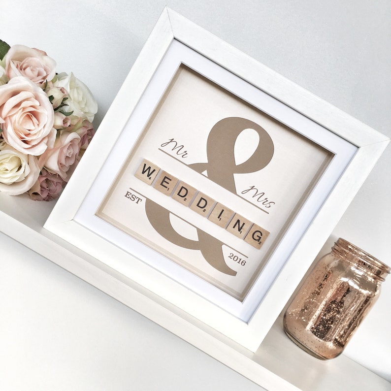 Personalised Wedding Frame gift, Personalised Wedding Gift, Personalised Frame, Wedding Gift, Scrabble frame Gift, Wedding Present image 1